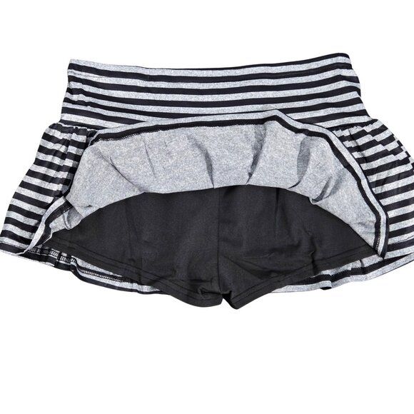 NWT | Black and Grey Striped Halter Top and Ruffled Mini Skort Set | Medium - Picture 4 of 6